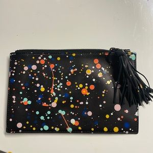 Loeffler Randall Multicolored Splatter Paint Black Clutch